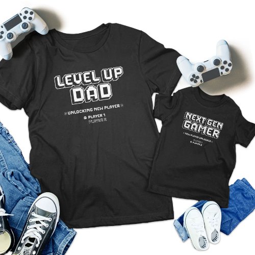 Level Up Gamer Dad Child Next Gen Player Matching Baby T_Shirt