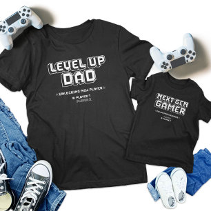 Level Up Gamer Dad Child Next Gen Player Matching T-Shirt