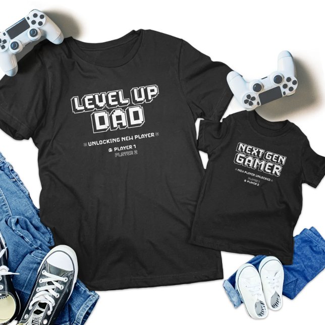 Level Up Gamer Dad Child Next Gen Player Matching Toddler T-shirt (Level Up Gamer Dad Child Next Gen Player Matching Toddler T-shirt)