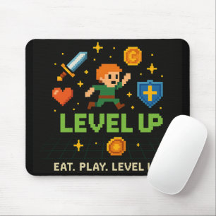 Level Up Gamer Mousepad – Retro Pixel Style