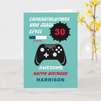 Level Up Gamer Personalized Age Happy Birthday Card by Flissitations at Zazzle