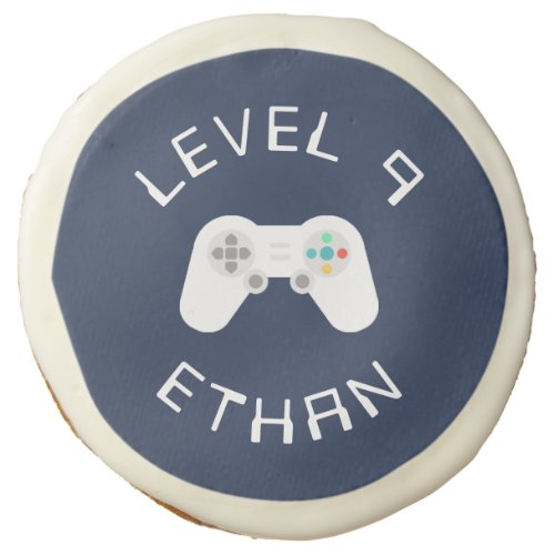 Level Up  Gamer Theme Personalized Birthday Sugar Cookie