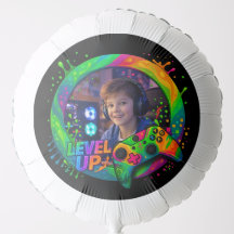 Level Up,  Gamer themed custom photo balloon