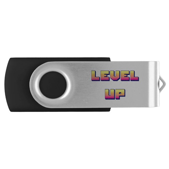 Level up kawaii pastel gradient flash drive (Front)