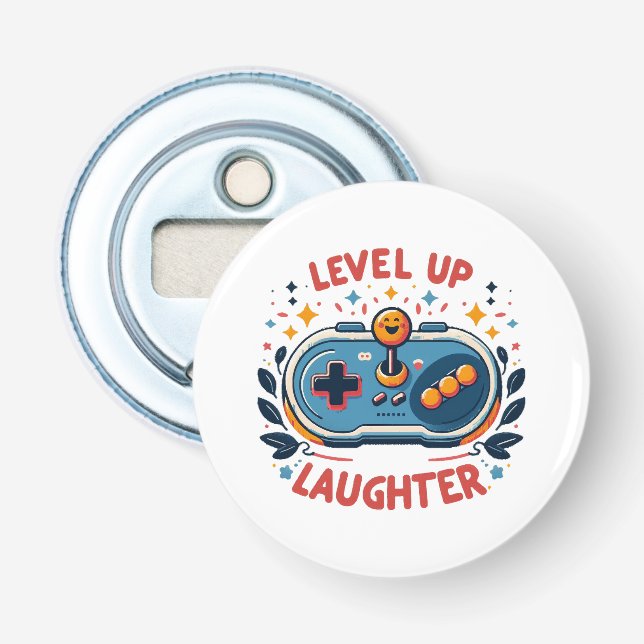 level up laughter bottle opener (Front)