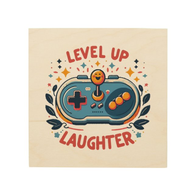 level up laughter wood wall art (Front)