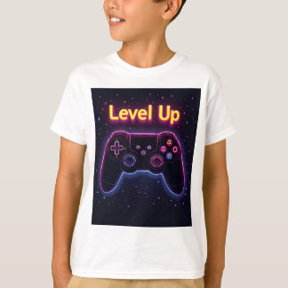 Level Up Neon Gamer Controller – Retro Pixel Art T T-Shirt