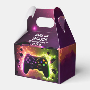 Level Up! Neon Video Game Birthday Party Favor Boxes