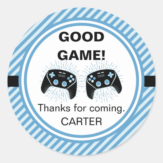 Level Up Personalized Gamer Party Birthday Classic Round Sticker (Front)