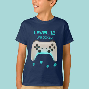 Level Up Retro Controller Boy Gamer Birthday Party T-Shirt