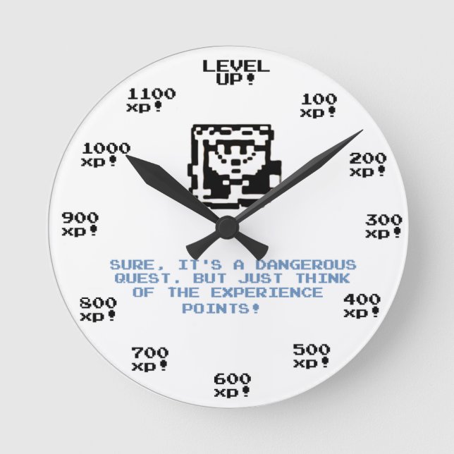 "Level up!" retro gaming RPG clock (Front)