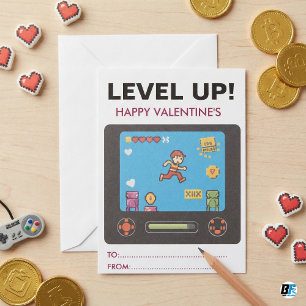 Level Up Retro Video Game Pixel Art Boys Classroom Note Card