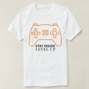 Level Up Stay Inside Gamer Controller Art T-Shirt