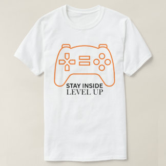 Level Up Stay Inside Gamer Controller Art T-Shirt