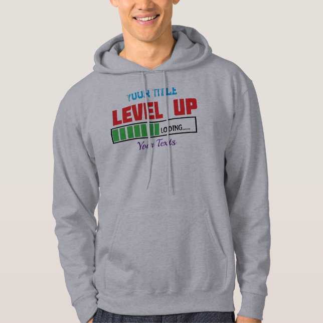 Level Up text with green loading progress Hoodie (Front)