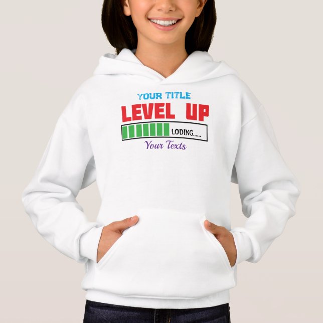 Level Up text with green loading progress Hoodie (Front)