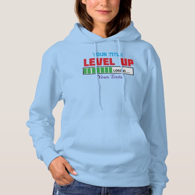 Level Up text with green loading progress Hoodie (Front)