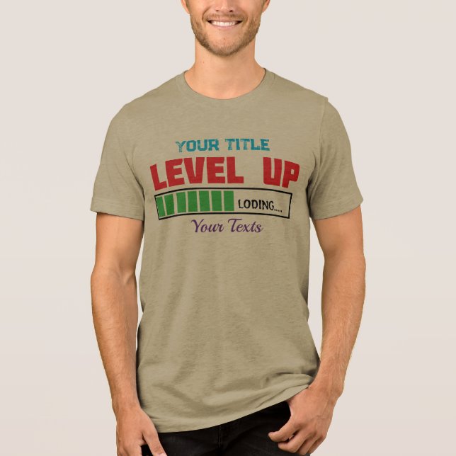 Level Up text with green loading progress Tri-Blend Shirt (Front)