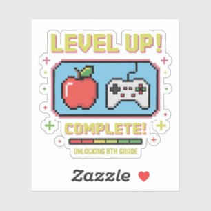Level Up to 8th Grade Unlocked   Funny Gamer  Sticker