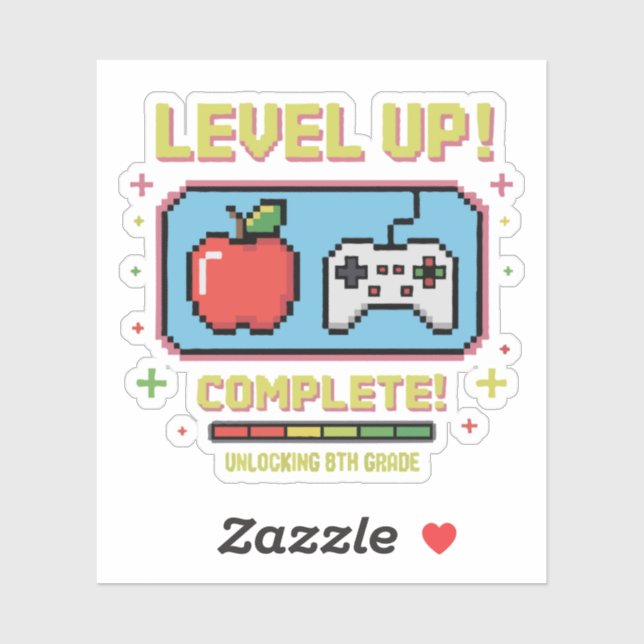 Level Up to 8th Grade Unlocked | Funny Gamer  Sticker (Sheet)