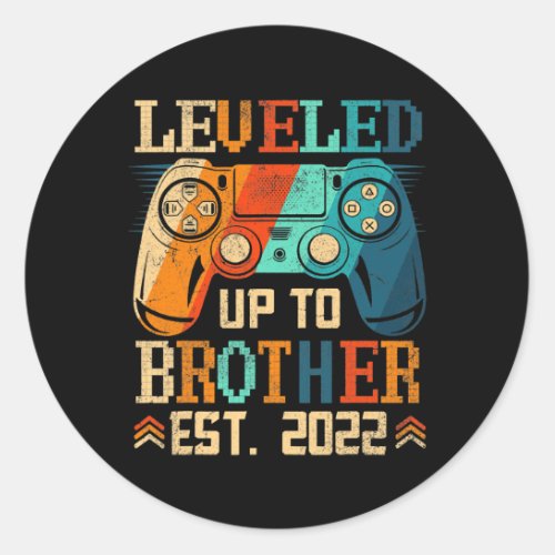 Level Up To Brother Est 2022 Vintage Video Game Classic Round Sticker