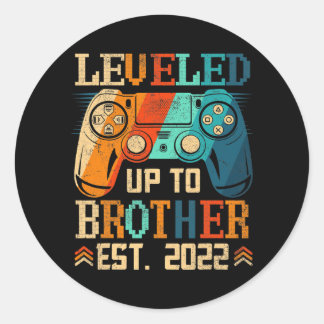 Level Up To Brother Est 2022 Vintage Video Game Classic Round Sticker