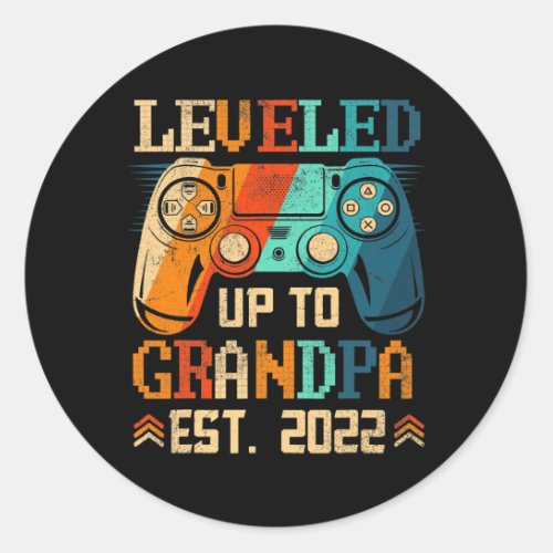 Level Up To Grandpa Est 2022 Vintage Video Game Classic Round Sticker