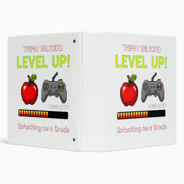 Level Up To The Next Grade | Funny Gamer Student  3 Ring Binder (Background)