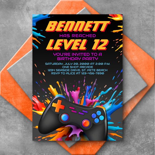 Level Up Video Game Birthday Invitation