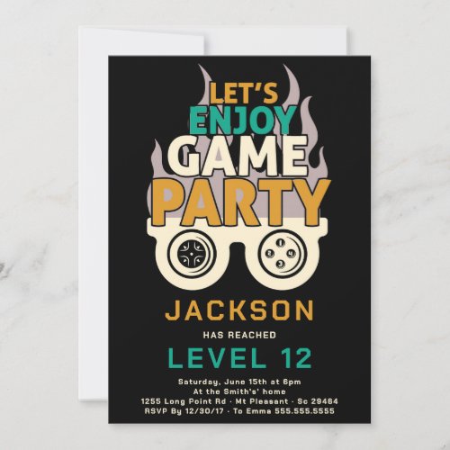 Level Up Video Game Birthday Party Invitation