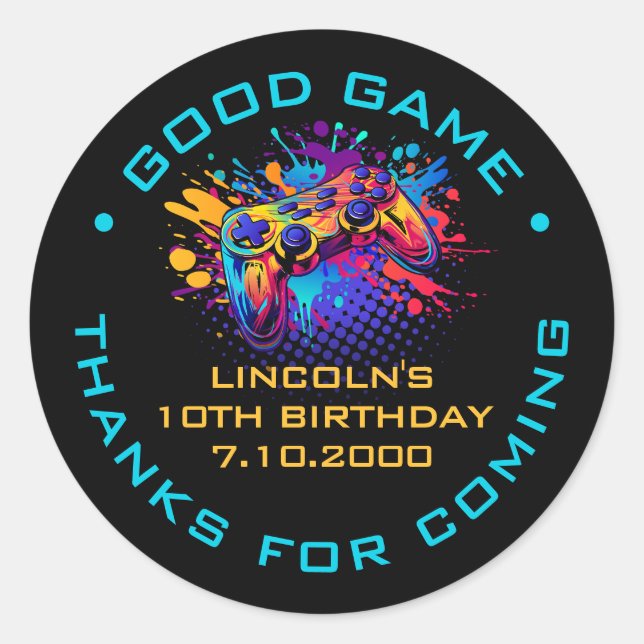 Level Up Video Game Controller Classic Round Sticker (Front)