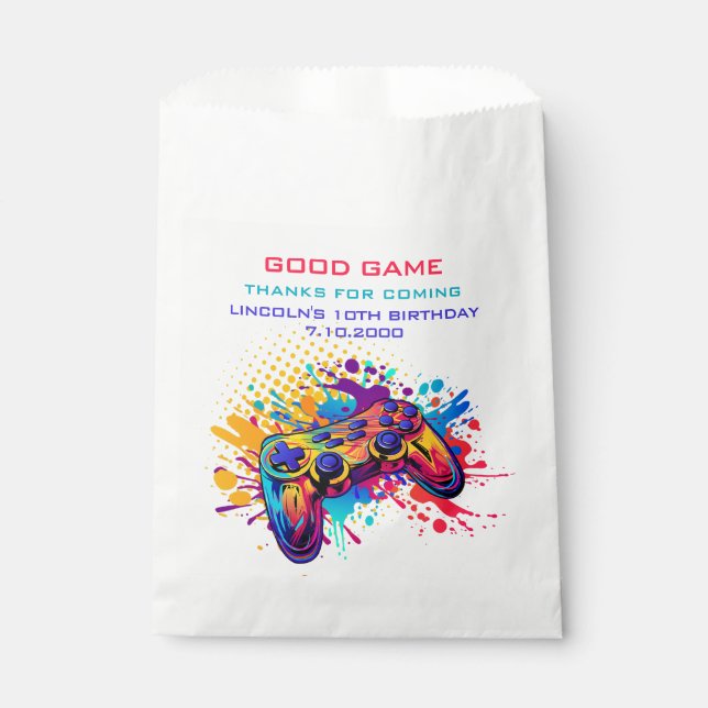 Level Up Video Game Controller Favor Bag (Front)