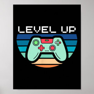 Level Up Video Game Controller Poster