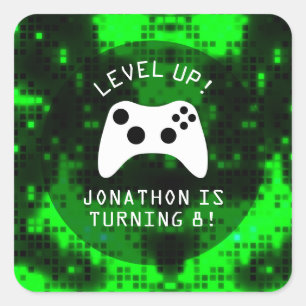 Level Up Video Game Game Truck Birthday Party Square Sticker