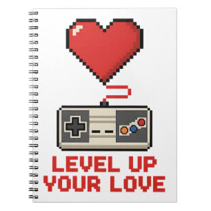 Level Up Your Love, Retro Pixel Gaming Design Notebook