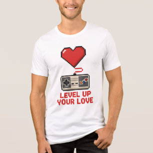 Level Up Your Love, Retro Pixel Gaming Design Tri-Blend Shirt