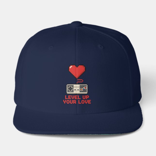 Level Up Your Love, Retro Pixel Gaming Design Visor (Front)