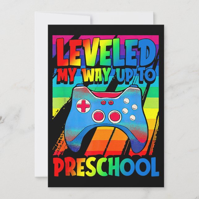 Leveled My Way Up To Preschool Video Gamer Back to Invitation (Front)