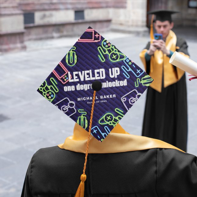 Leveled Up | One Degree Gamer Graduation Cap Topper (Creator Uploaded)