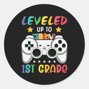 Leveled Up To 1st Grade Back to School Video Gamer Classic Round Sticker