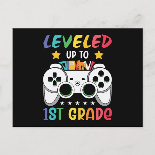 Leveled Up To 1st Grade Back to School Video Gamer Postcard