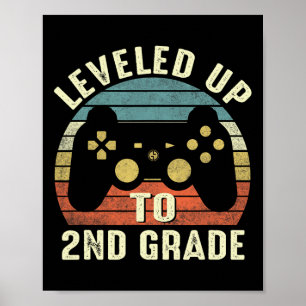 Leveled Up To 2nd Grade Back To School Gamer Boys Poster