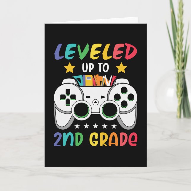 Leveled Up To 2nd Grade Back to School Video Gamer Card (Front)