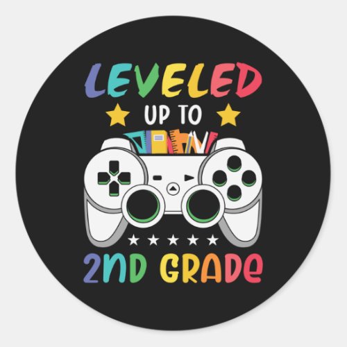 Leveled Up To 2nd Grade Back to School Video Gamer Classic Round Sticker