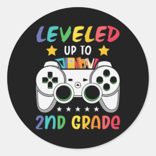 Leveled Up To 2nd Grade Back to School Video Gamer Classic Round Sticker