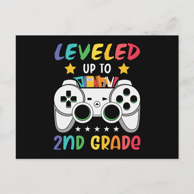 Leveled Up To 2nd Grade Back to School Video Gamer Postcard (Front)