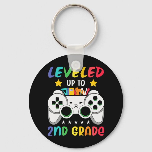 Leveled Up To 2nd Grade Boy Second Grade Crew Back Keychain (Front)