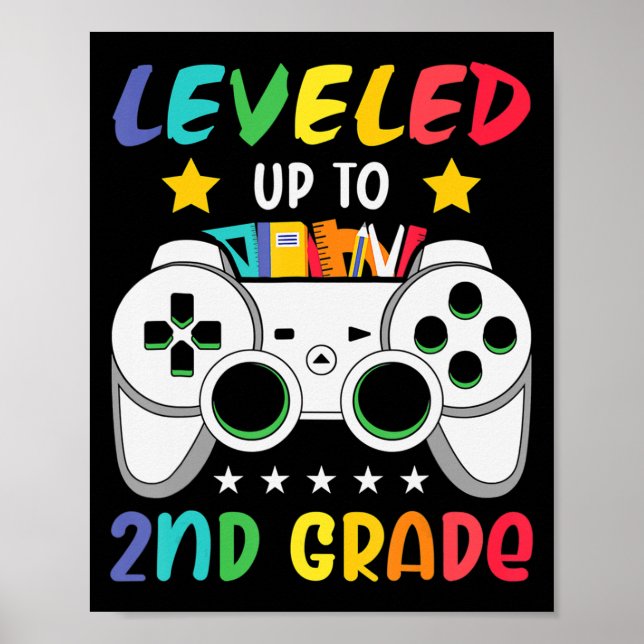 Leveled Up To 2nd Grade Boy Second Grade Crew Back Poster (Front)