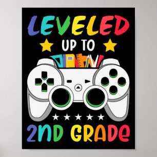 Leveled Up To 2nd Grade Boy Second Grade Crew Back Poster
