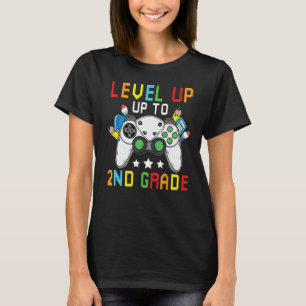 Leveled Up To 2nd Grade Boy Second Grade Crew Back T-Shirt